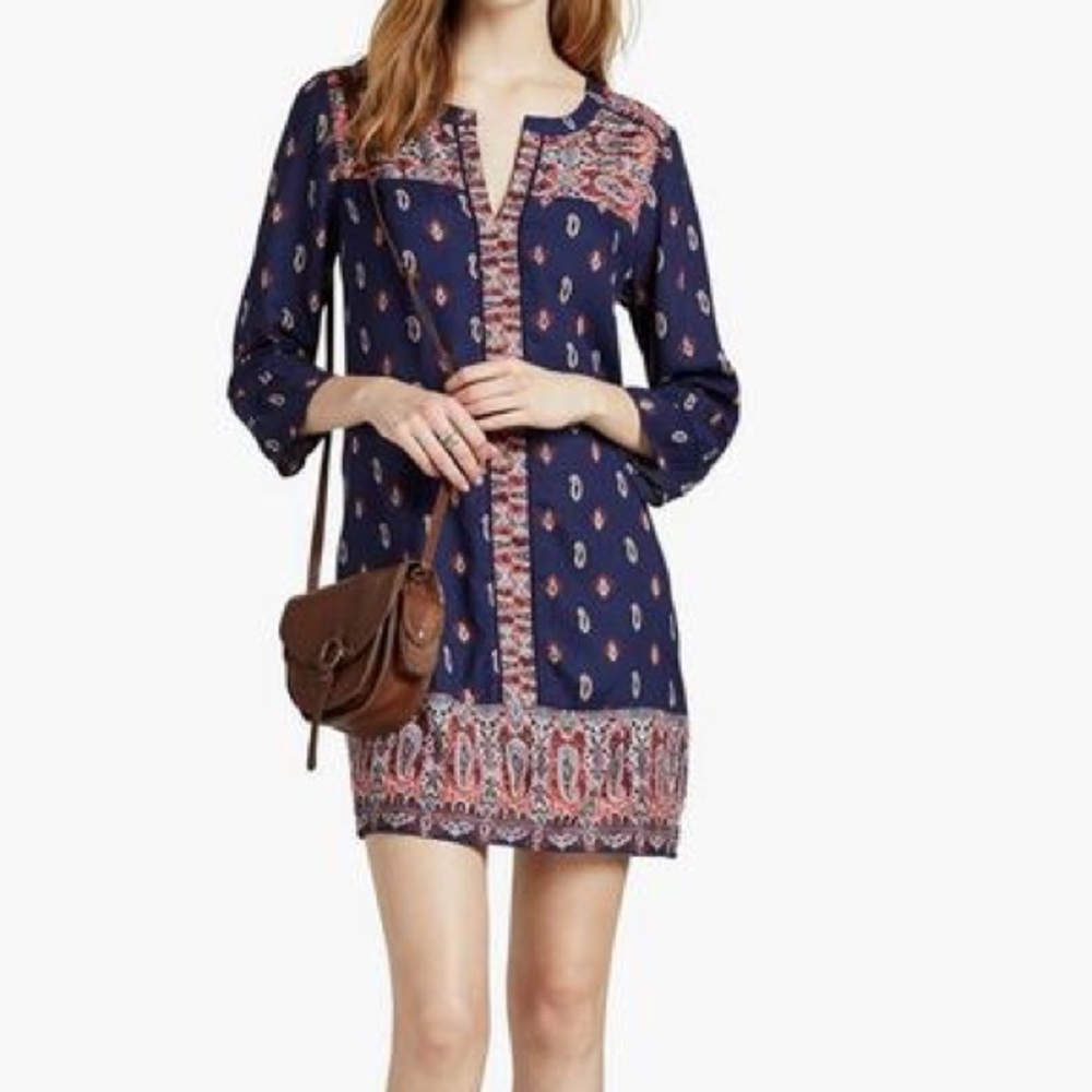 LAST CHANCE — Lucky Brand Paisley Border Shift Dress